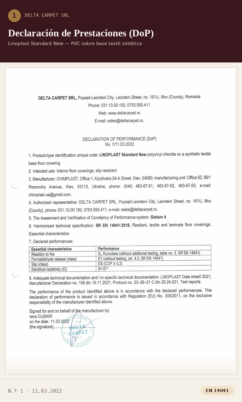 DECLARATION OF PERFORMANCE (DoP) — LINOPLAST Standard New